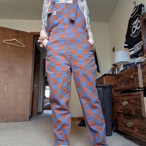 Lucy & Yak Blue and Orange Checkered Jumpsuit